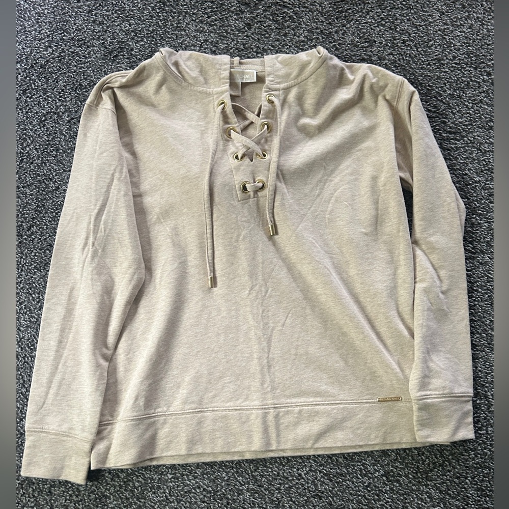 MICHAEL Michael Kors Lace-Up Beige Sweatshirt